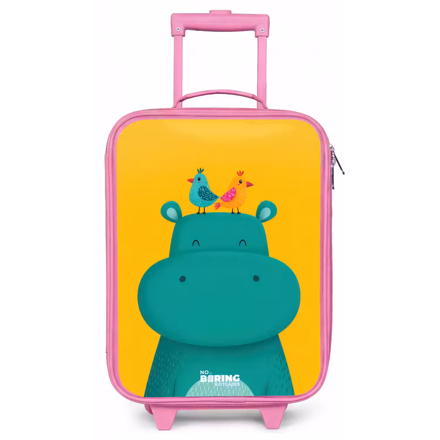 Nijlpaard - Vogels - Geel Kinderkoffer - Roze klein -zz3dotto