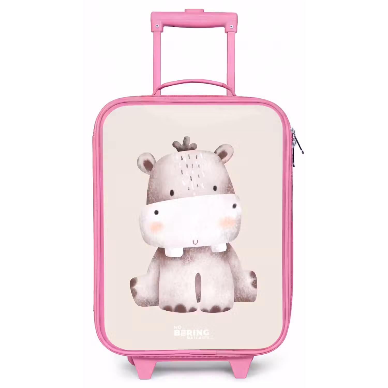 Nijlpaard op beige achtergrond illustratie Kinderkoffer - Roze klein -zz3dotto