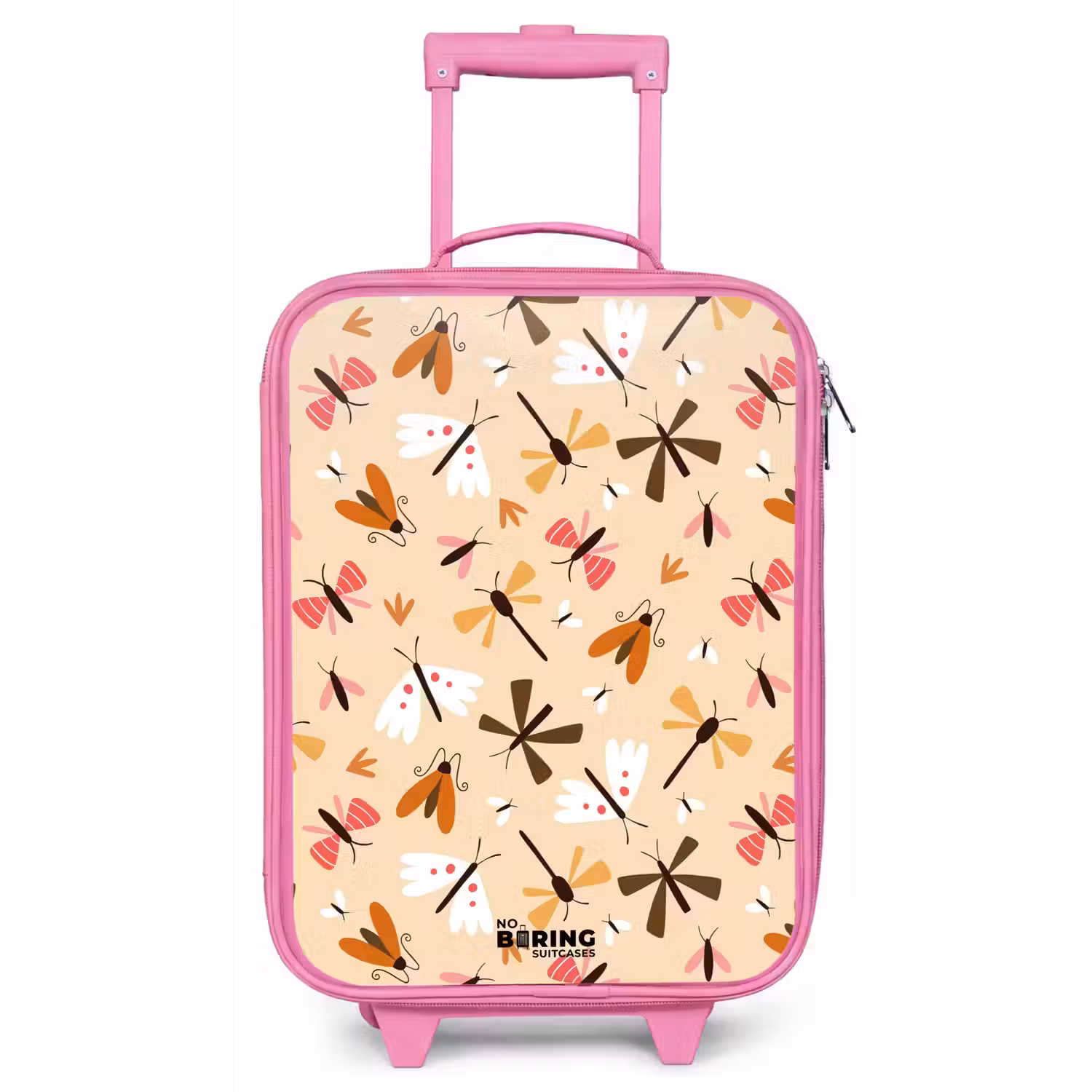 Insectenpatroon in bruin, roze en oranje op beige achtergrond Kinderkoffer - Roze klein -zz3dotto
