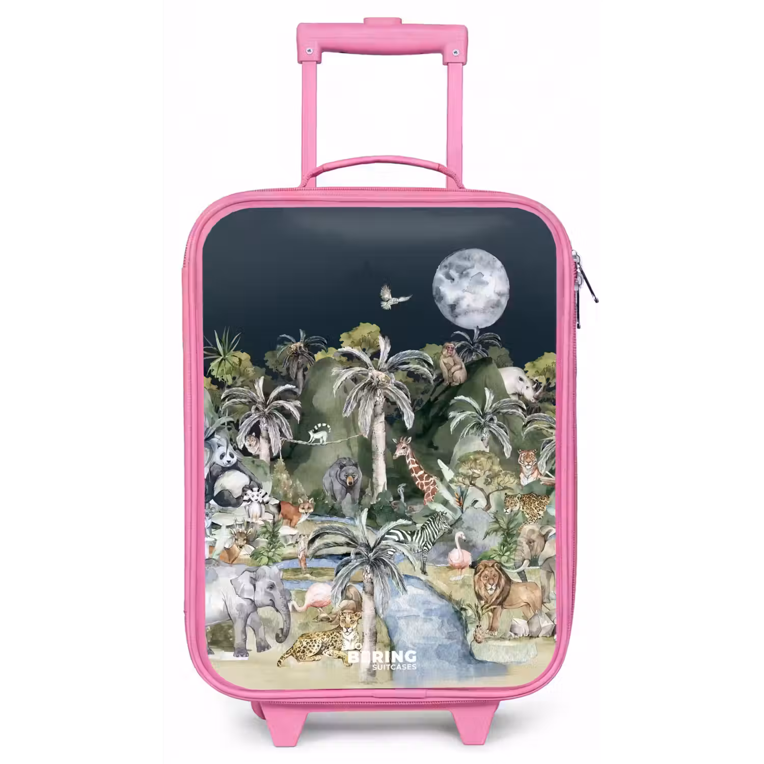 Jungle in de maneschijn Kinderkoffer - Roze klein -zz3dotto