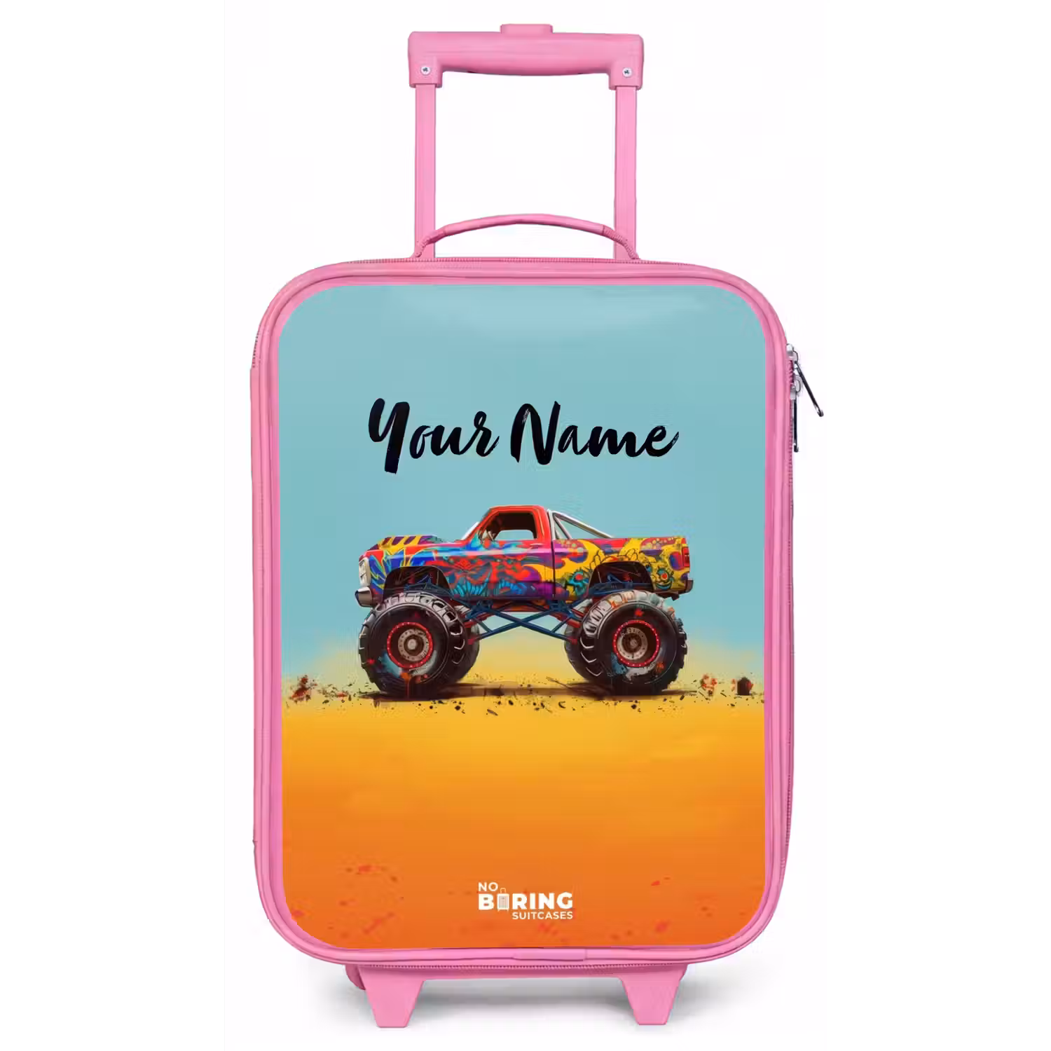 Monstertruck met Graffiti Print in het Zand Kinderkoffer - Roze klein -zz3dotto