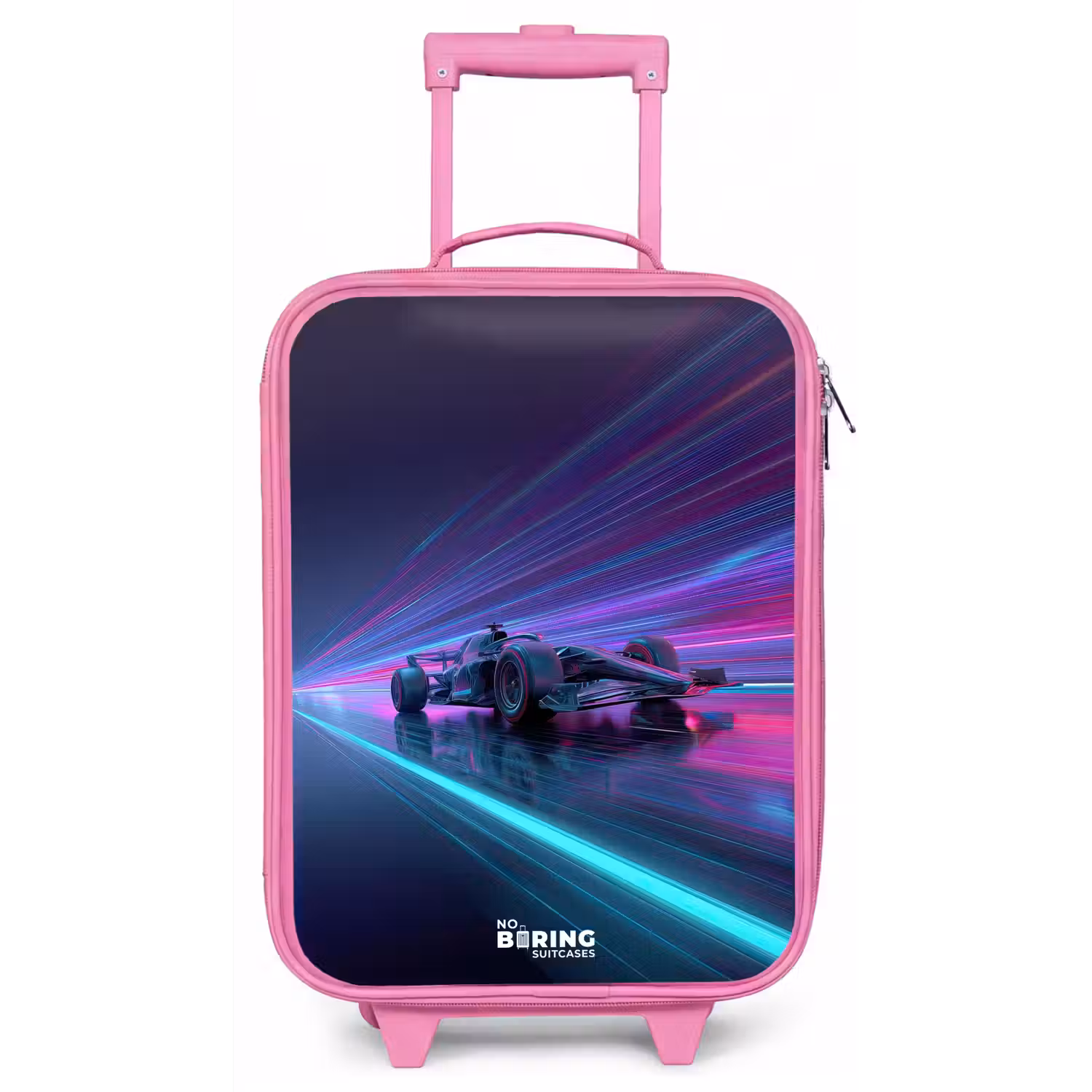 Neon - Raceauto - Lichtstrepen - Paars Kinderkoffer - Roze klein -zz3dotto