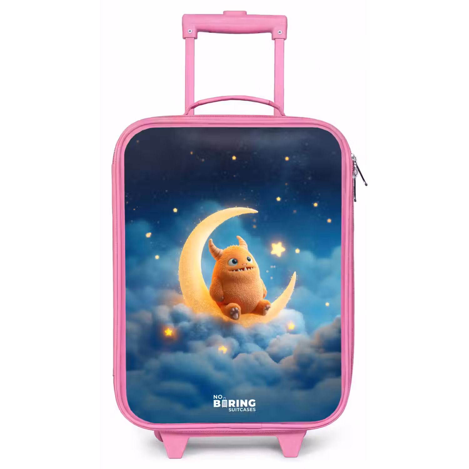 Oranje monster op maansikkel Kinderkoffer - Roze klein -zz3dotto