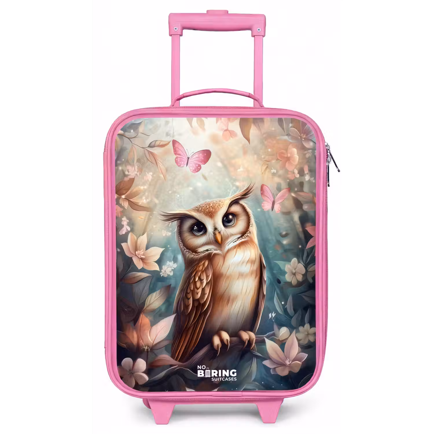 Uil met vlinders in mystiek bos Kinderkoffer - Roze klein -zz3dotto