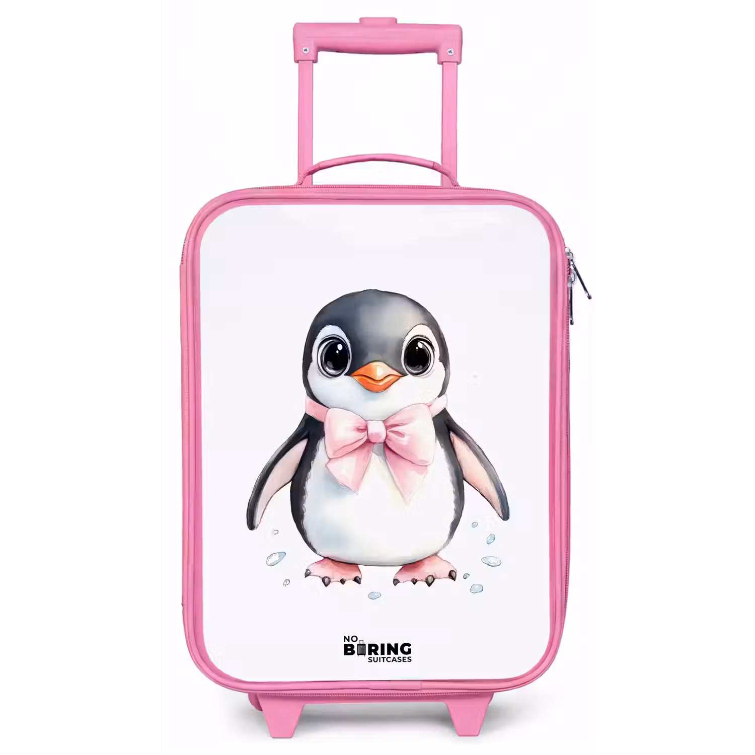 Pinguïn met roze strik en ijsdruppels Kinderkoffer - Roze klein -zz3dotto
