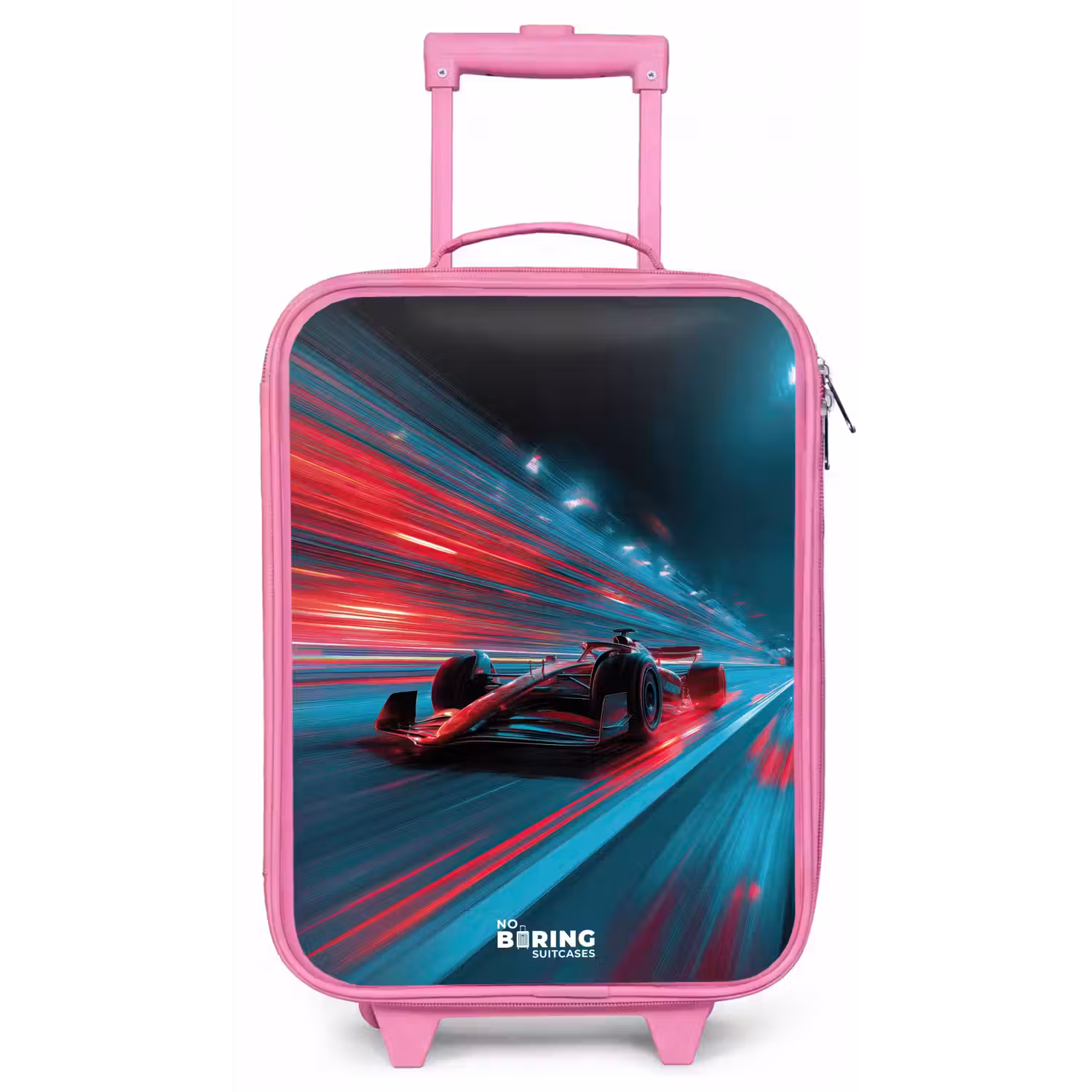 Raceauto - Baan - Neon - Verlichting Kinderkoffer - Roze klein -zz3dotto