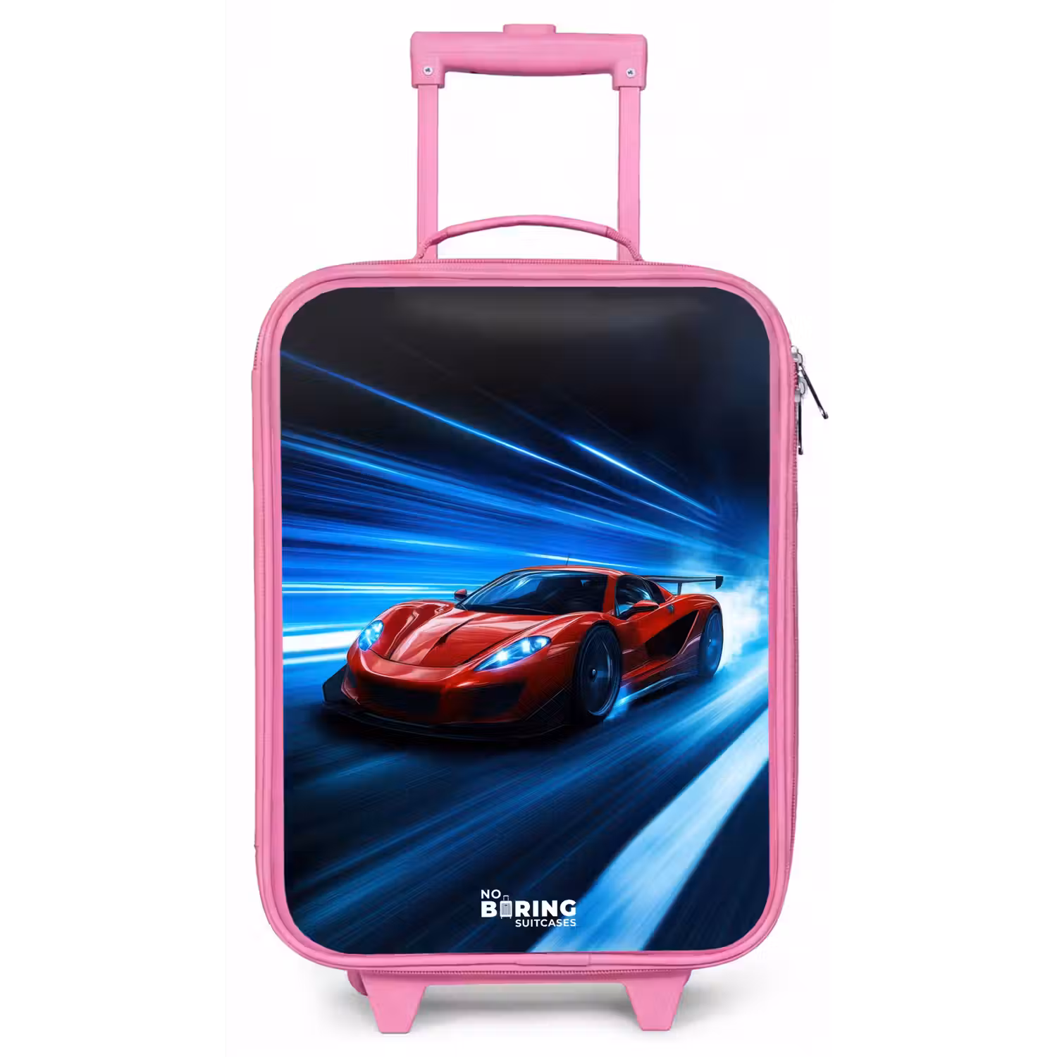 Rode racewagen in digitale snelheidswereld Kinderkoffer - Roze klein -zz3dotto