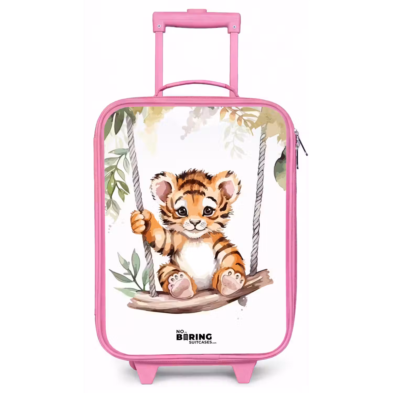 Schommelend tijgerwelpje waterverf tekening Kinderkoffer - Roze klein -zz3dotto
