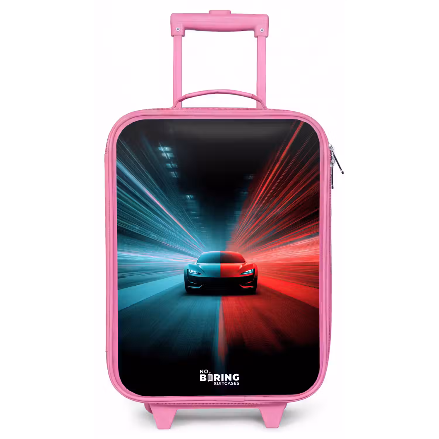 Sportwagen - Lichtstralen - Neon - Blauw Kinderkoffer - Roze klein -zz3dotto
