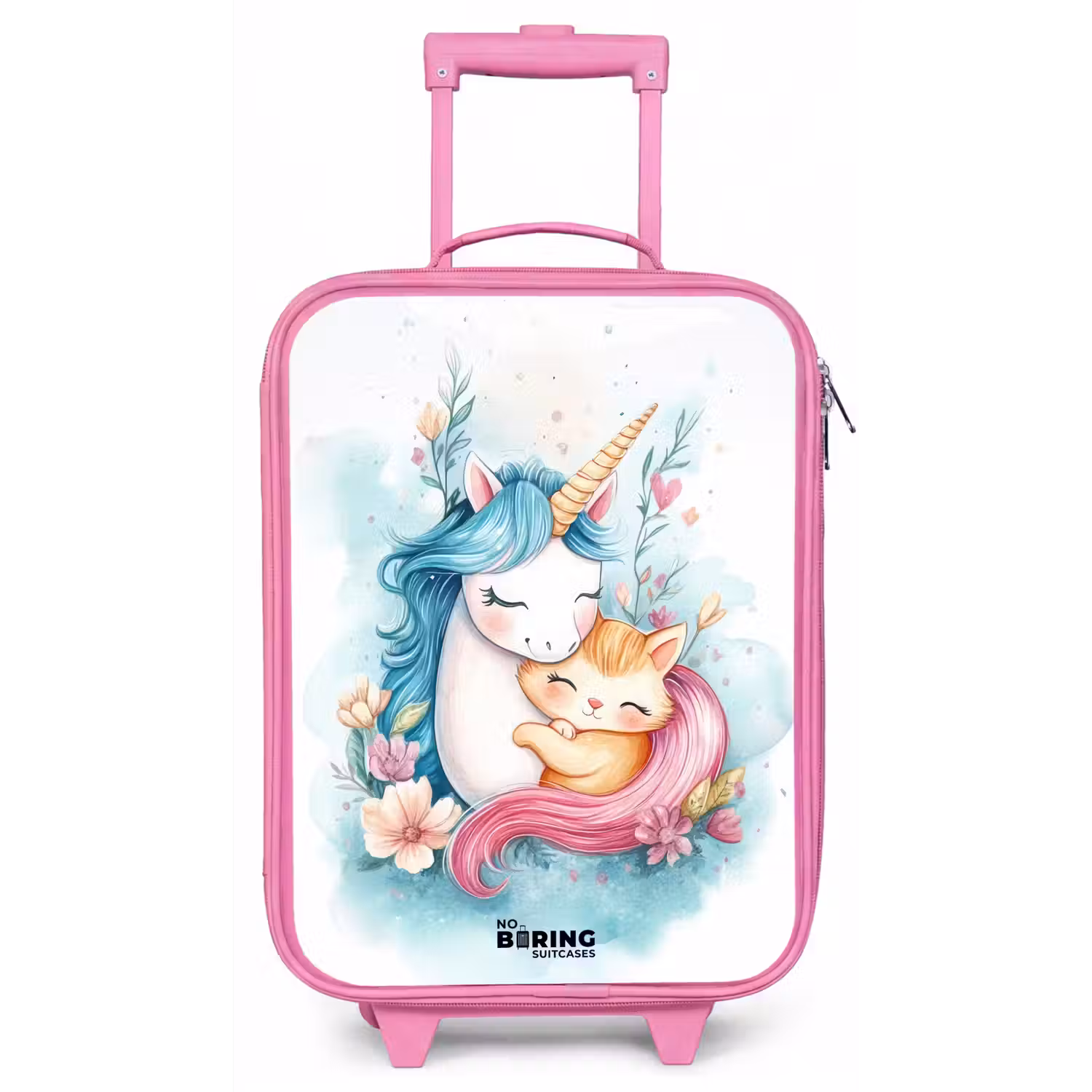 Eenhoorn met blauwe manen en oranje kitten Kinderkoffer - Roze klein -zz3dotto