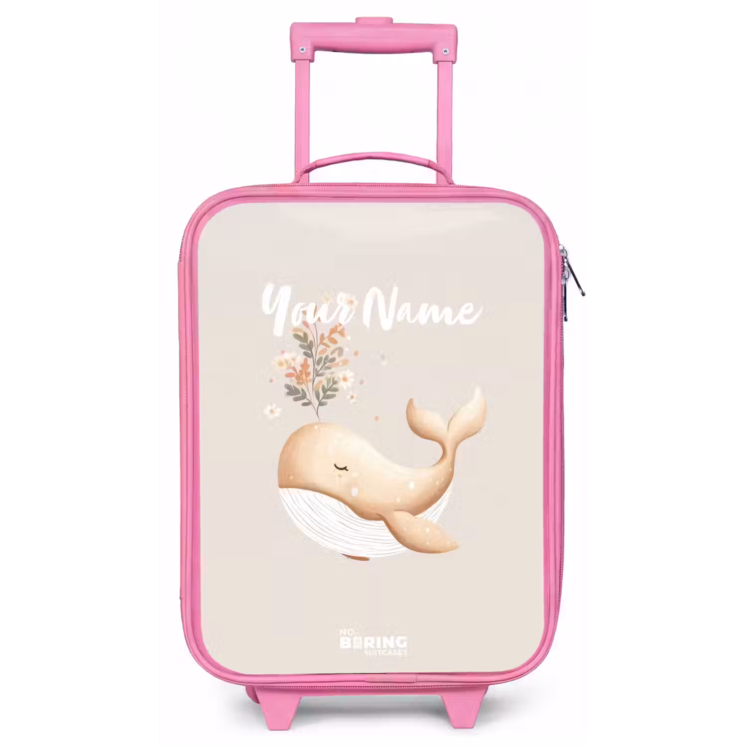Walvis in pastel beige kleuren Kinderkoffer - Roze klein -zz3dotto