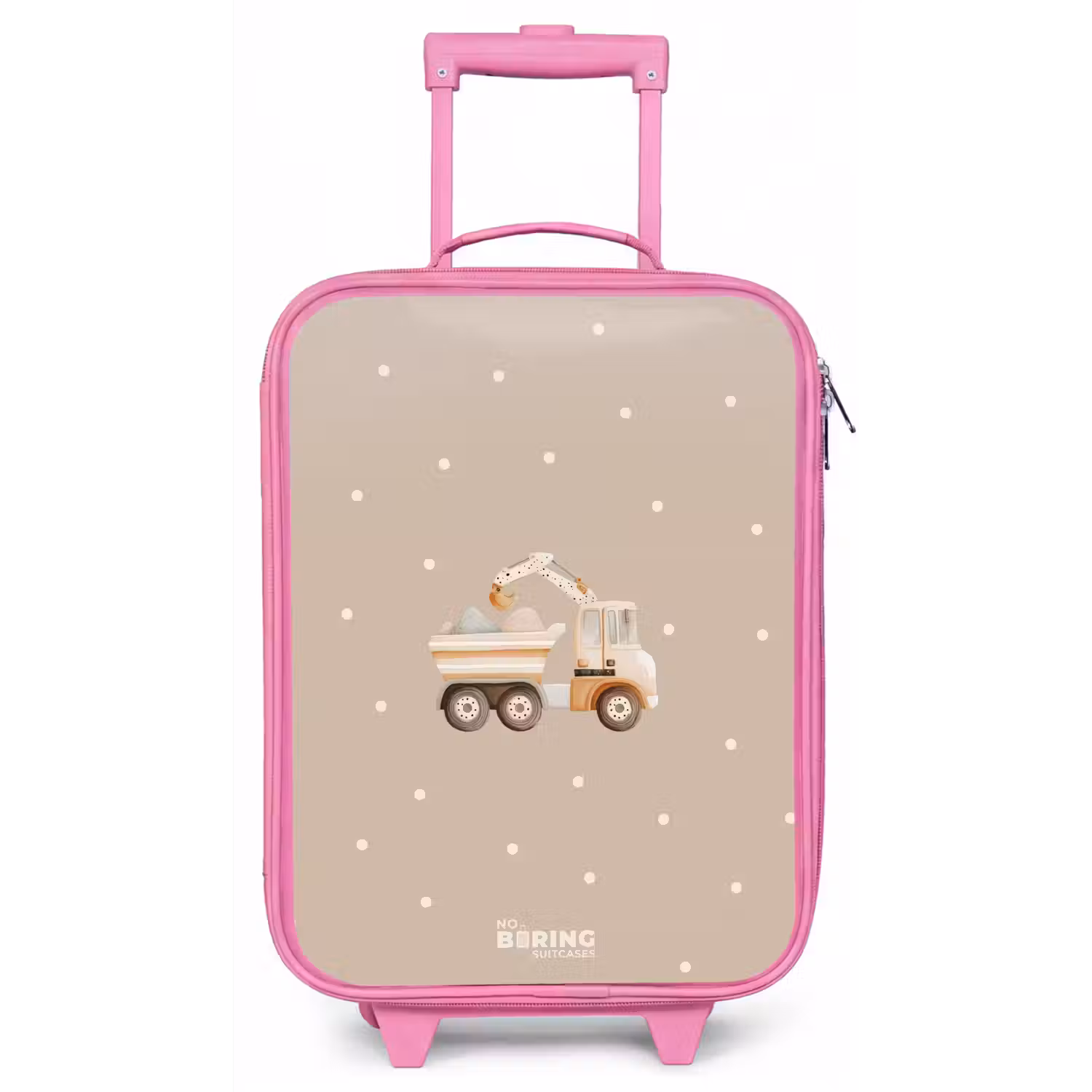 Gele kiepwagen met stenen en stippenpatroon Kinderkoffer - Roze klein -zz3dotto