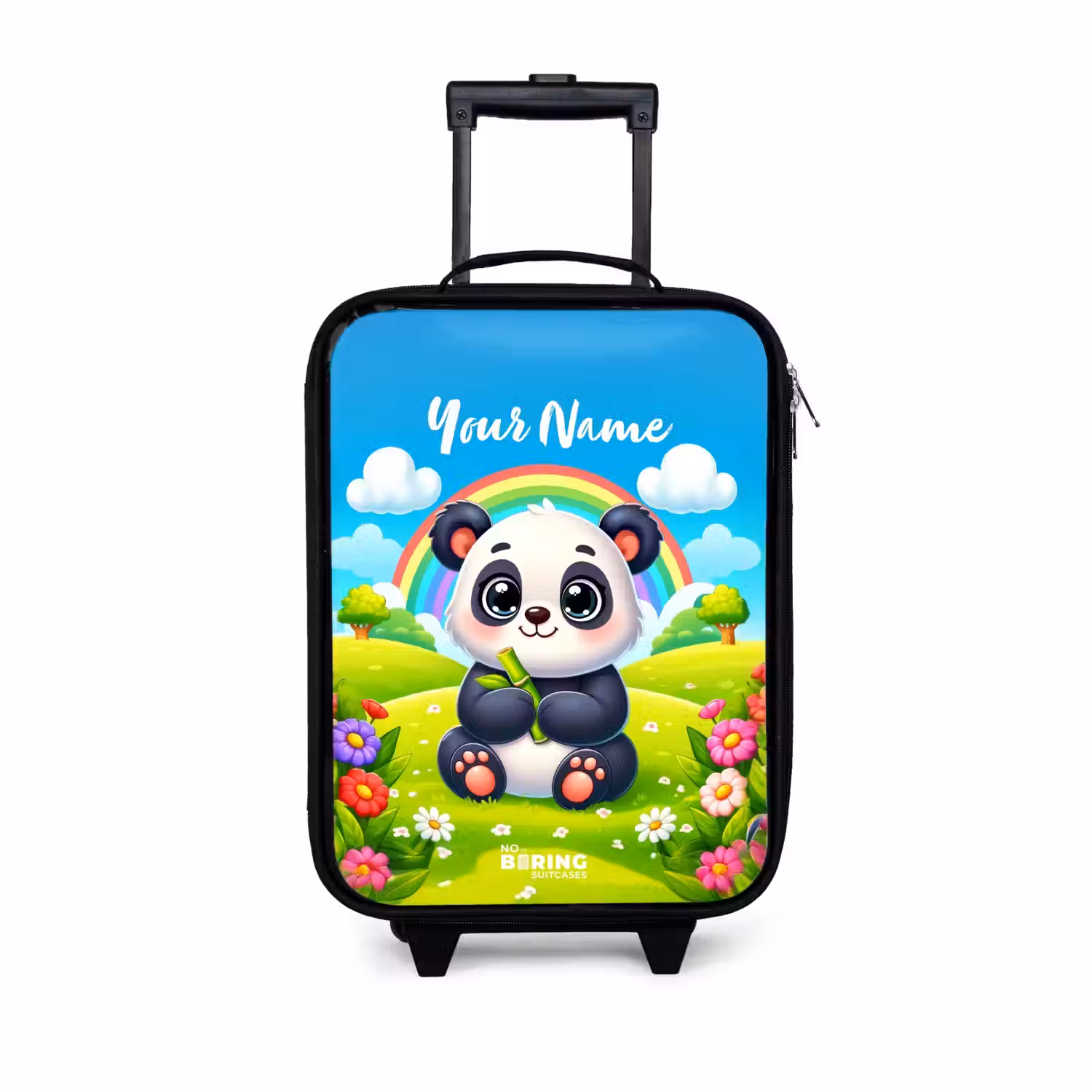 Pukkie Panda Kinderkoffer - Zwart klein -3d