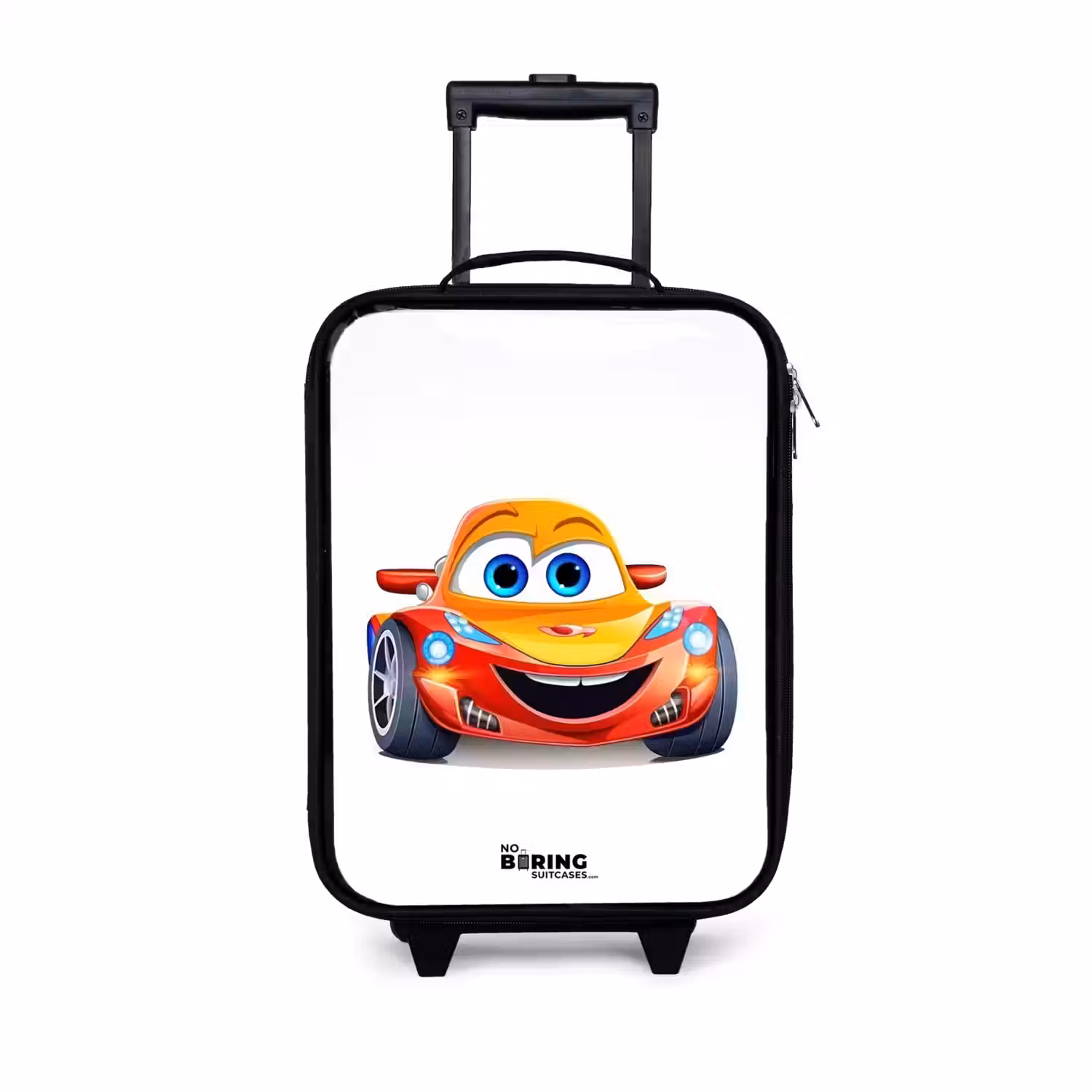 Raceauto met gezicht Kinderkoffer - Zwart klein -3d