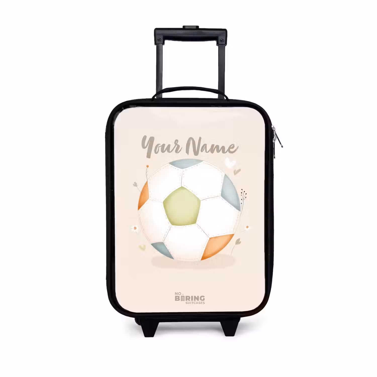 Voetbal in beige pastel kleuren Kinderkoffer - Zwart klein -3d