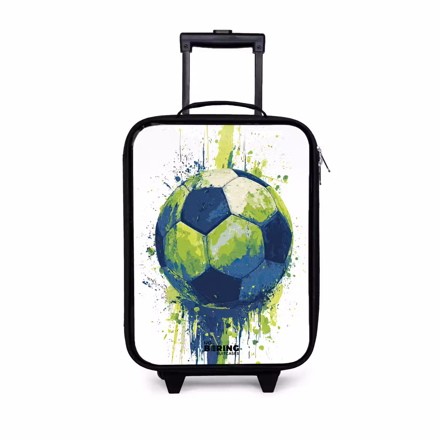 Voetbal - Verf - Groen - Blauw Kinderkoffer - Zwart klein -3d