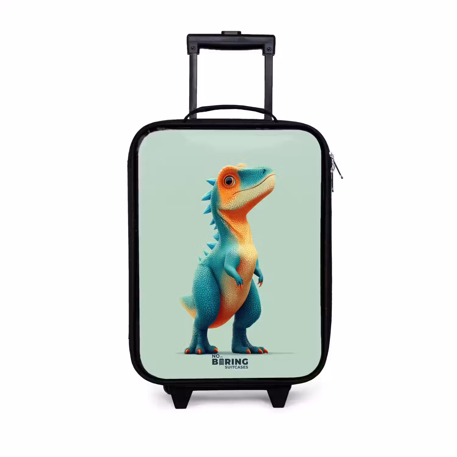 Stoere dino met grote ogen Kinderkoffer - Zwart klein -3d
