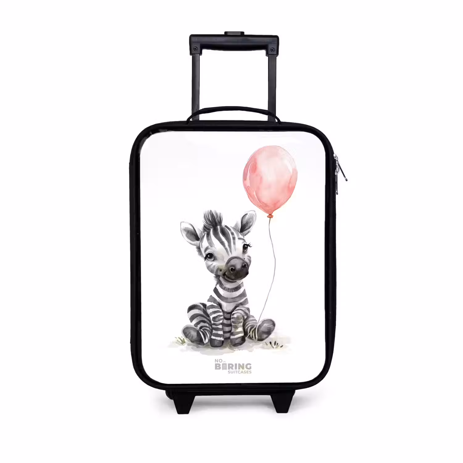 Zebra met roze ballon Kinderkoffer - Zwart klein -3d