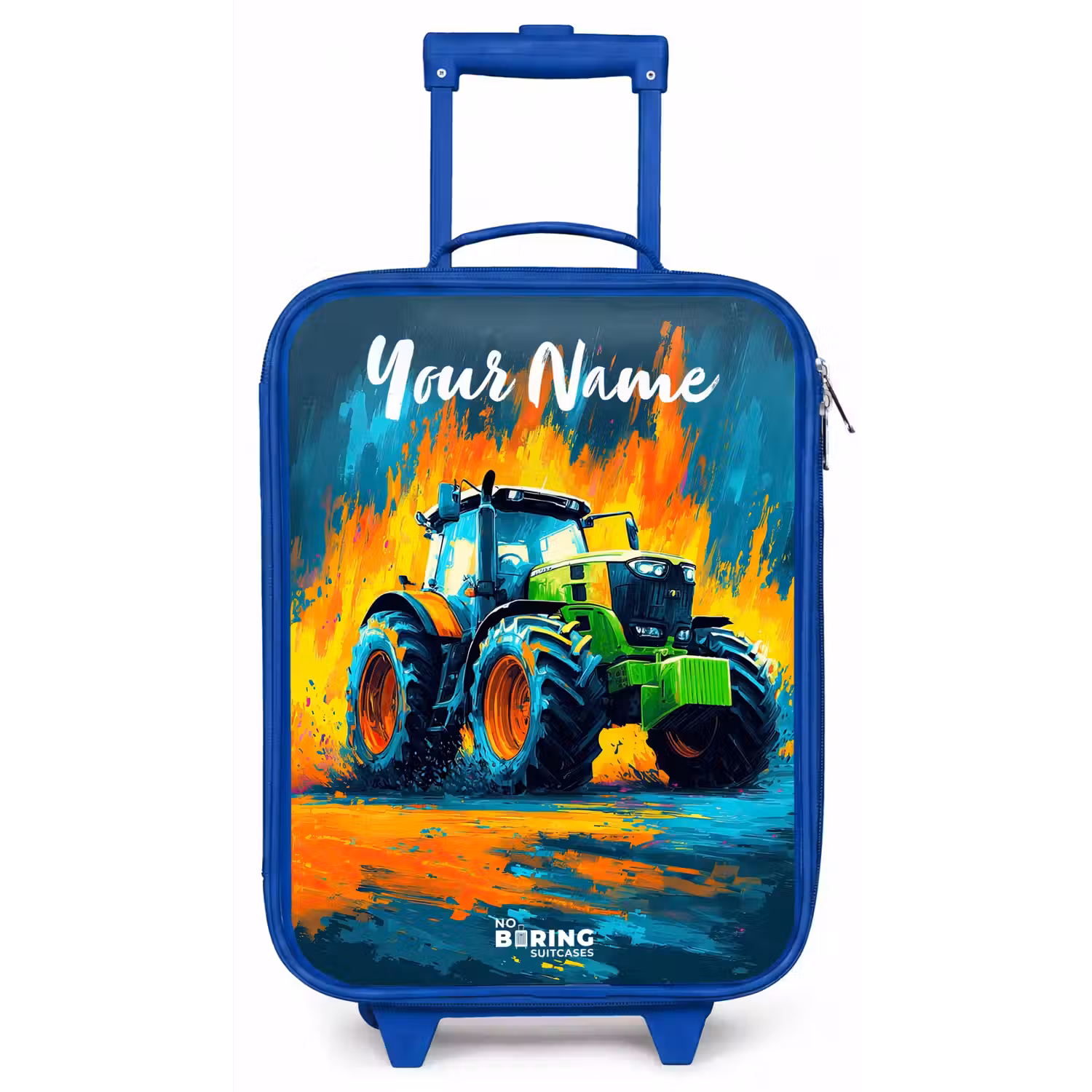 Abstract - Tractor - Groen Kinderkoffer - Blauw klein -zz3dotto