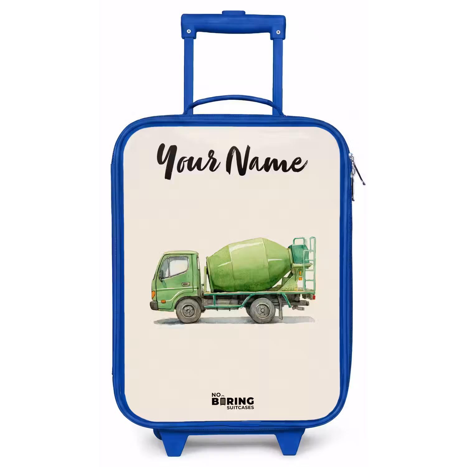 Betonmixer - Getekend - Groen Kinderkoffer - Blauw klein -zz3dotto