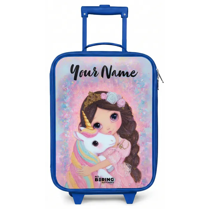 Meisje - Eenhoorn - Glitter Kinderkoffer - Blauw klein -zz3dotto