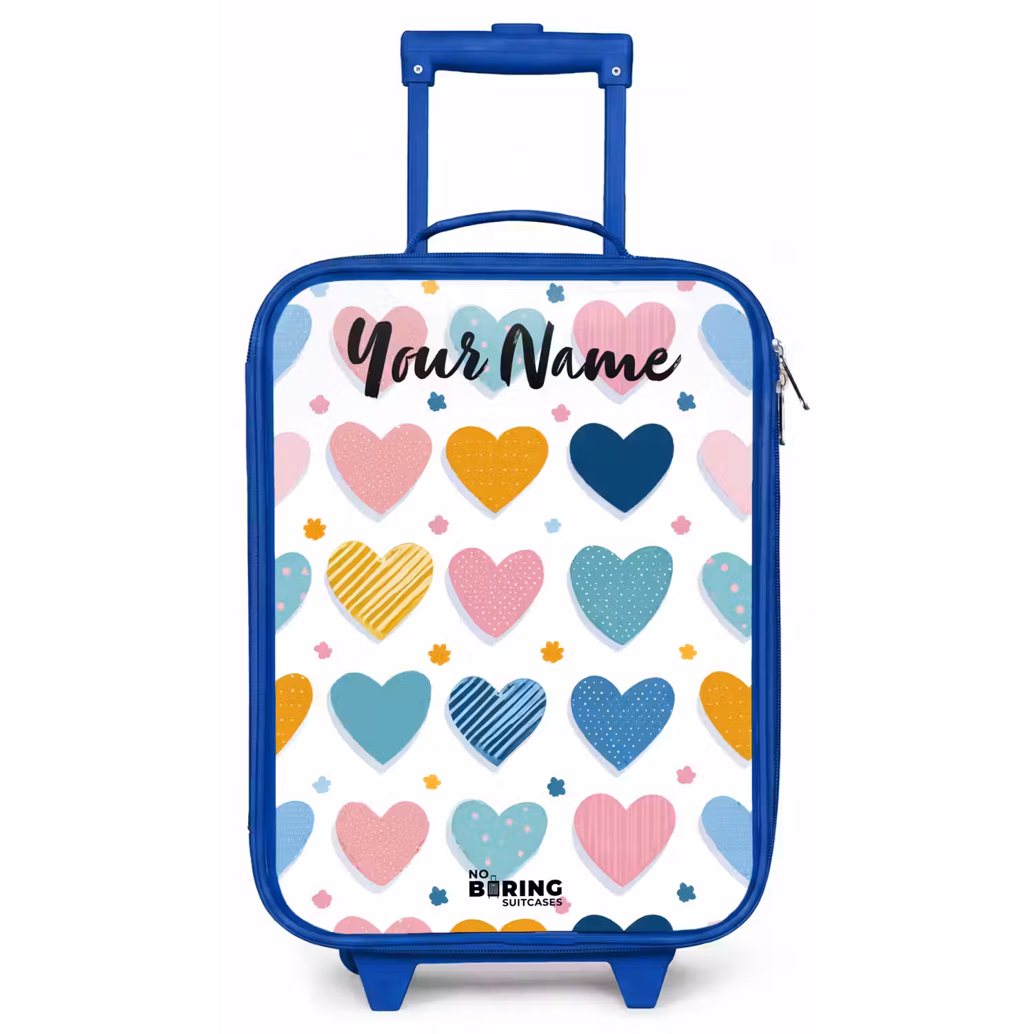 Hartjes - Pastel - Patroon Kinderkoffer - Blauw klein -zz3dotto