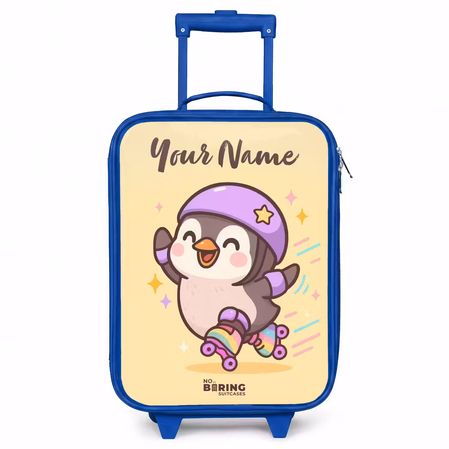 Kawai - Pinguin - Rolschaatsen Kinderkoffer - Blauw klein -3d