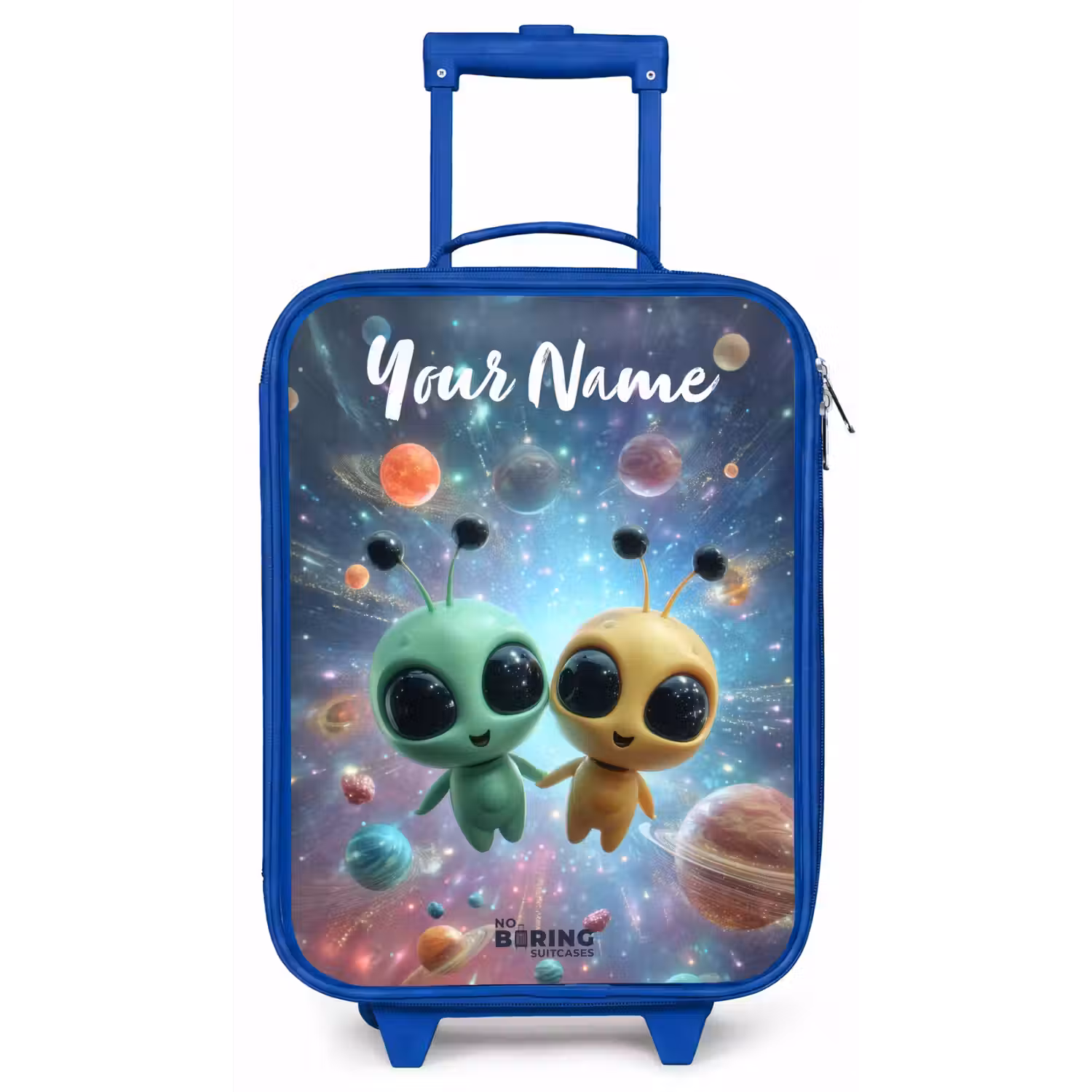 Vrolijke buitenaardse vrienden Kinderkoffer - Blauw klein -zz3dotto