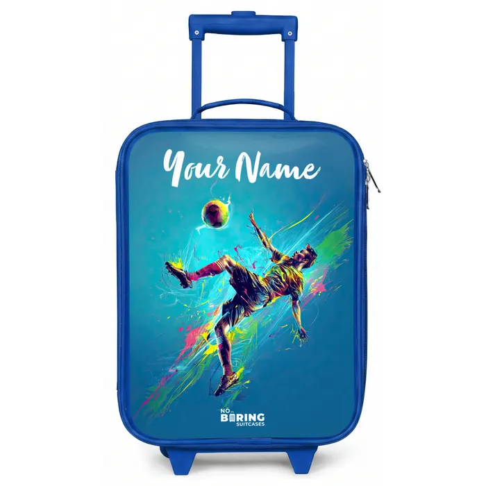 Neon - Voetbal - Schop - Kleurrijk Kinderkoffer - Blauw klein -zz3dotto