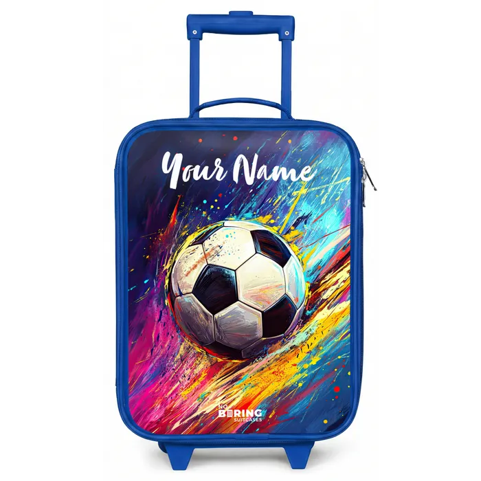 Neon - Voetbal - Kleurrijk Kinderkoffer - Blauw klein -zz3dotto