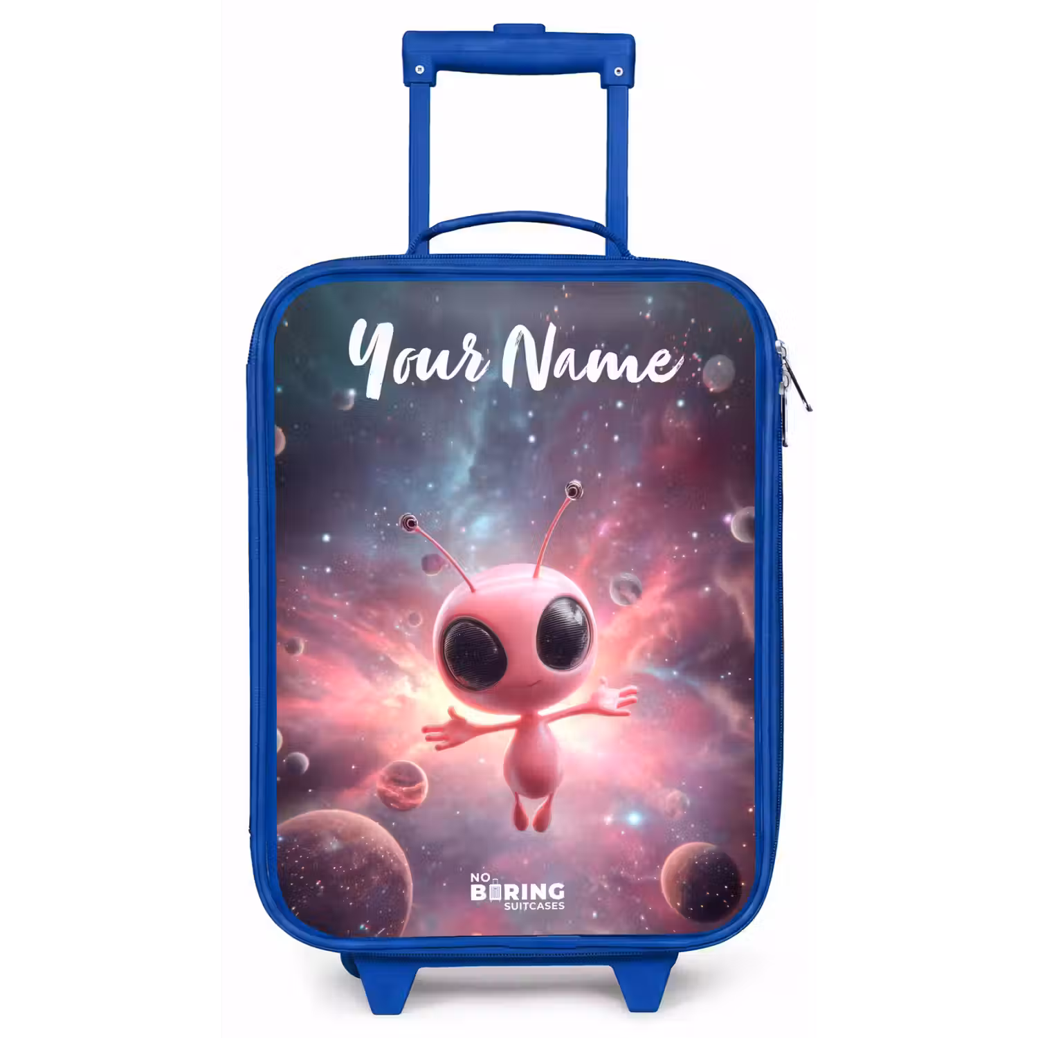 Roze Alien in Sterrennevel Kinderkoffer - Blauw klein -zz3dotto
