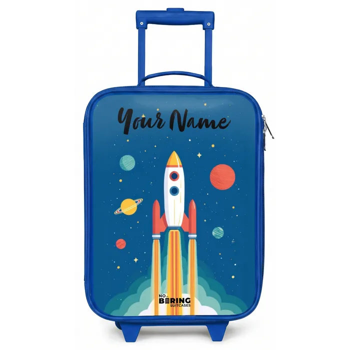 Raket - Planeet - Sterren - Veelkleurig Kinderkoffer - Blauw klein -zz3dotto