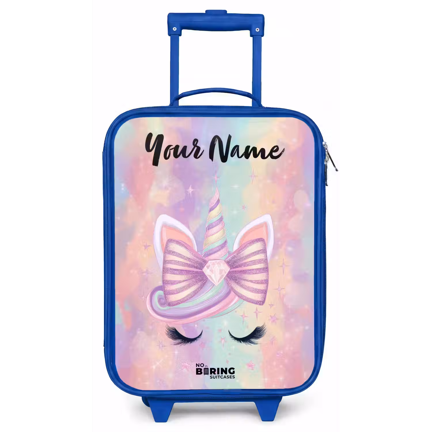 Eenhoorn - Glitters - Regenboog - Pastel Kinderkoffer - Blauw klein -zz3dotto