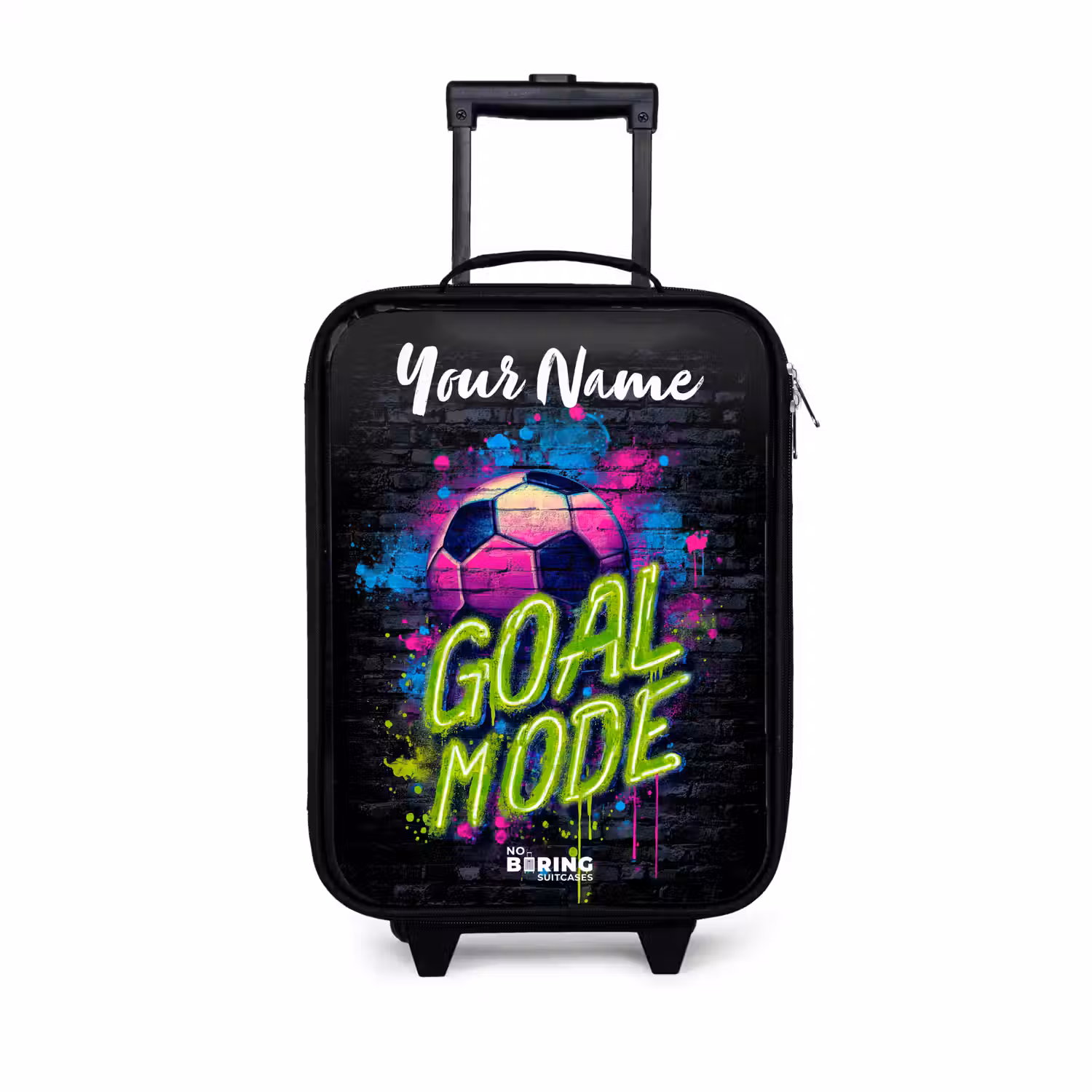 Neon - Graffiti - Voetbal - Kleurrijk Kinderkoffer - Zwart klein -3d