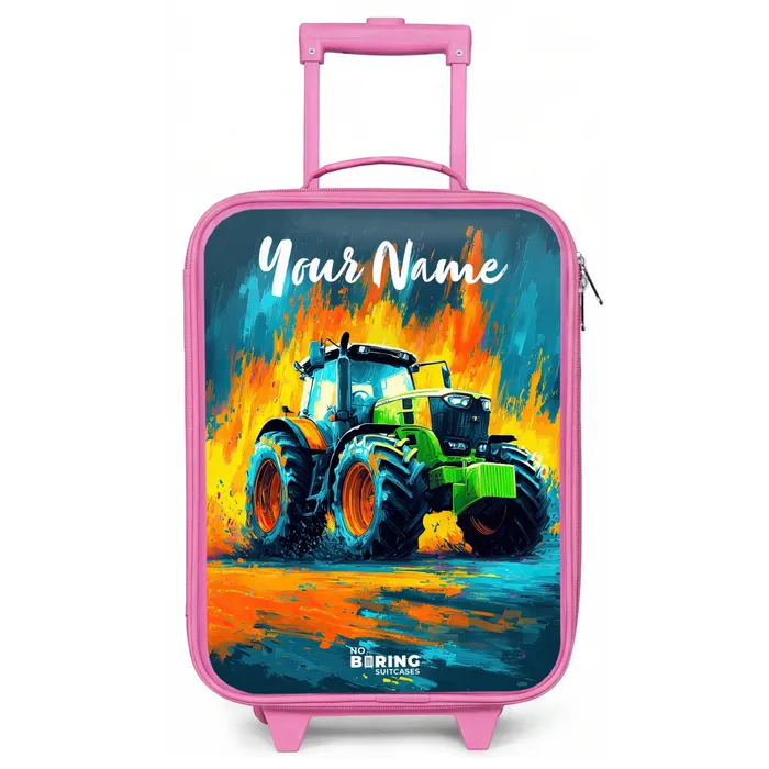 Abstract - Tractor - Groen Kinderkoffer - Roze klein -zz3dotto