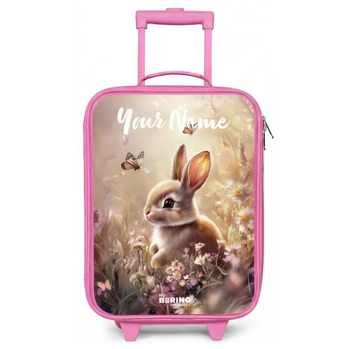 Konijntje - Bruin - Bloemen - Vlinders Kinderkoffer - Roze klein -zz3dotto