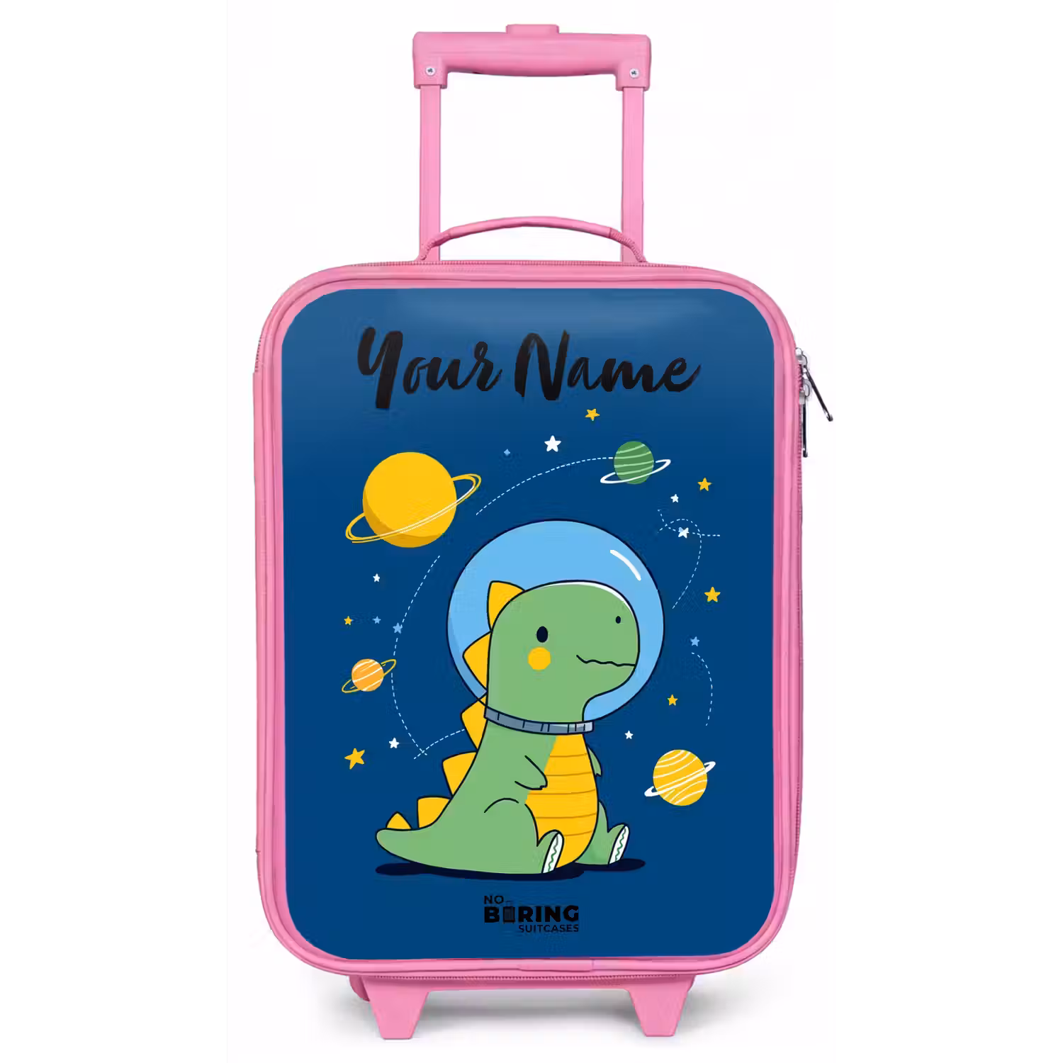 Dino - Planeet - Ster - Blauw Kinderkoffer - Roze klein -zz3dotto