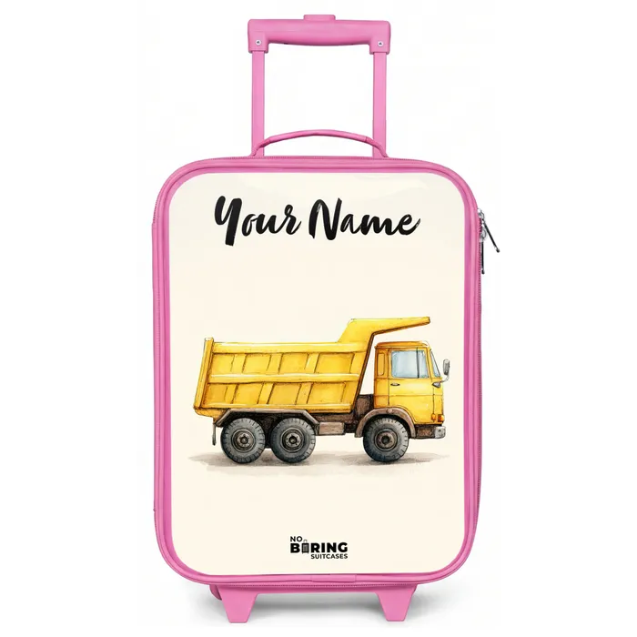 Kiepwagen - Getekend - Geel Kinderkoffer - Roze klein -zz3dotto