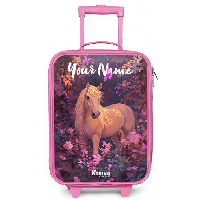 Paard - Bloemen - Paars - Vlinder Kinderkoffer - Roze klein -zz3dotto