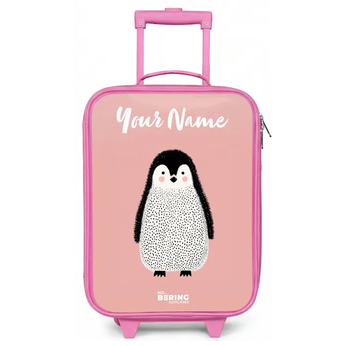 Pinguïn - Stippen - Roze - Minimalistisch Kinderkoffer - Roze klein -zz3dotto