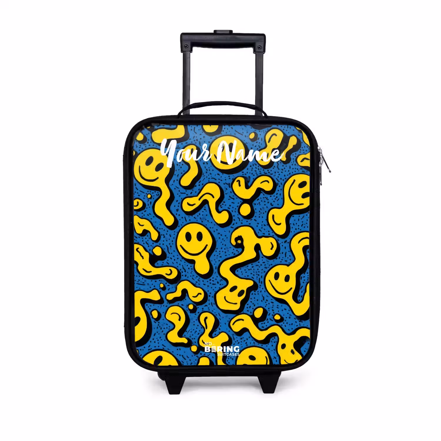 Smiley - Geel - Blauw Kinderkoffer - Zwart klein -3d