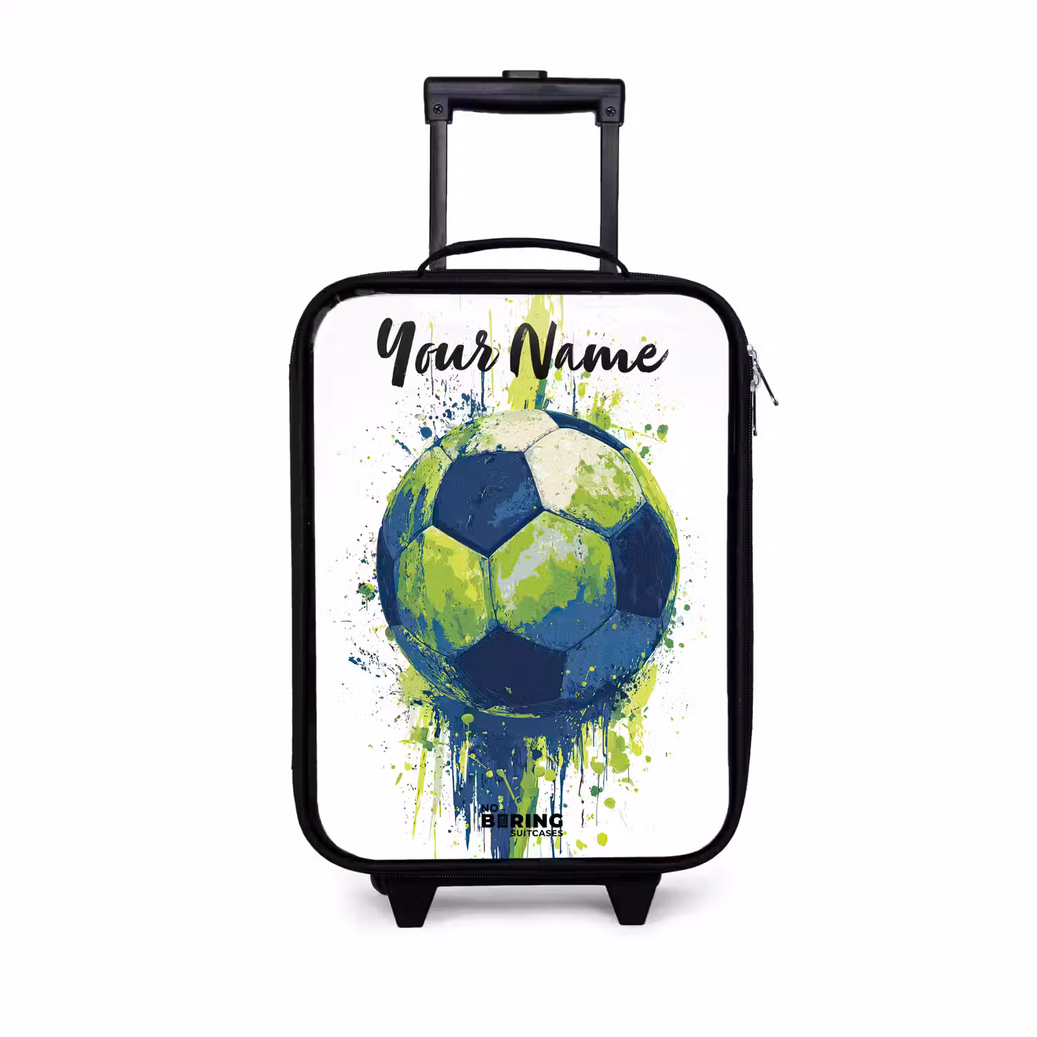 Voetbalvibes - Verf - Groen - Blauw Kinderkoffer - Zwart klein -3d