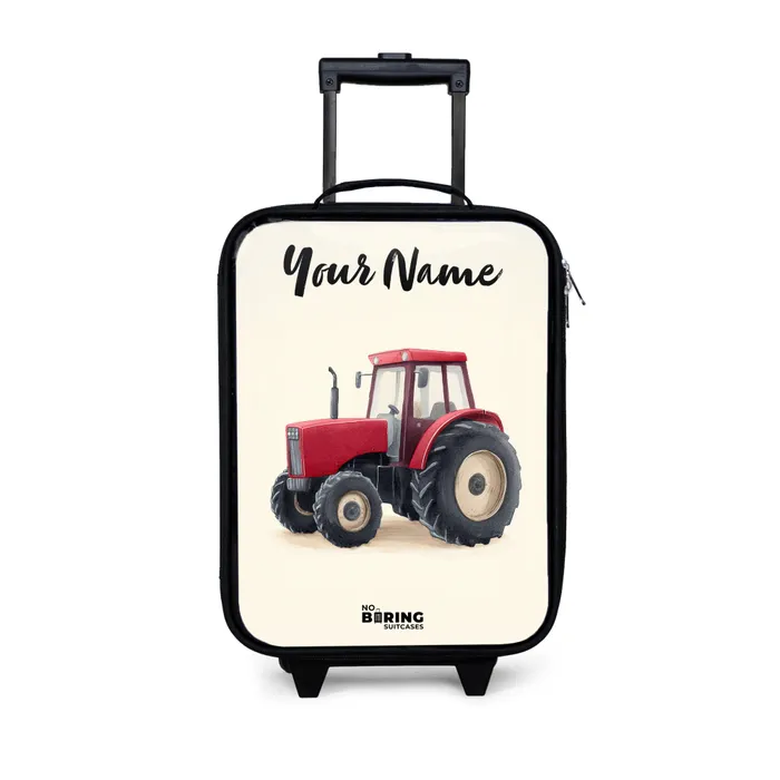 Tractor - Getekend - Rood Kinderkoffer - Zwart klein -3d