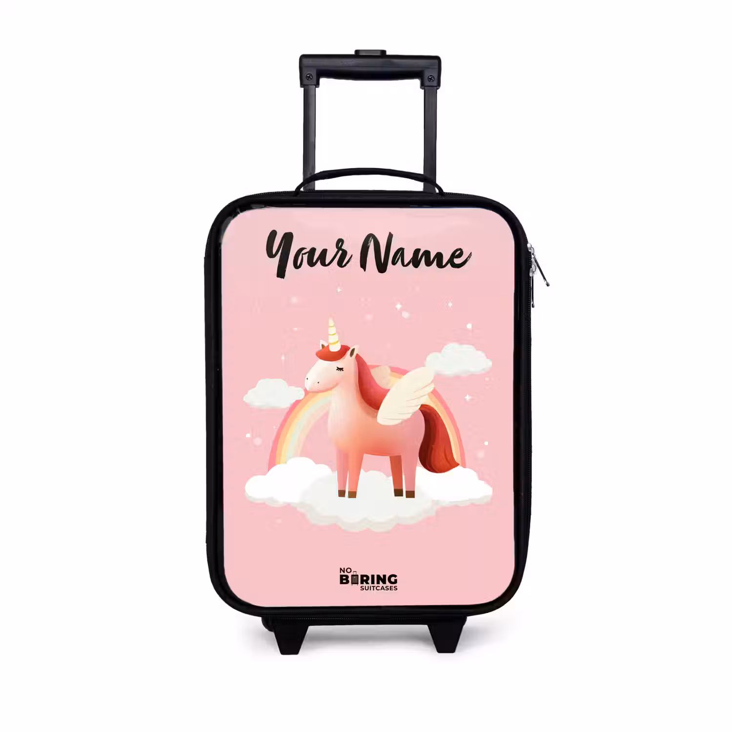 Eenhoorn - Vleugels - Roze - Regenboog Kinderkoffer - Zwart klein -3d