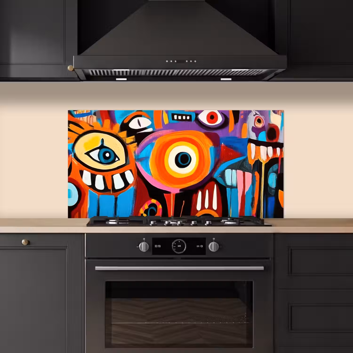 Abstract - Gezicht - Kleurrijk keuken achterwand spatscherm middel -sfeer1