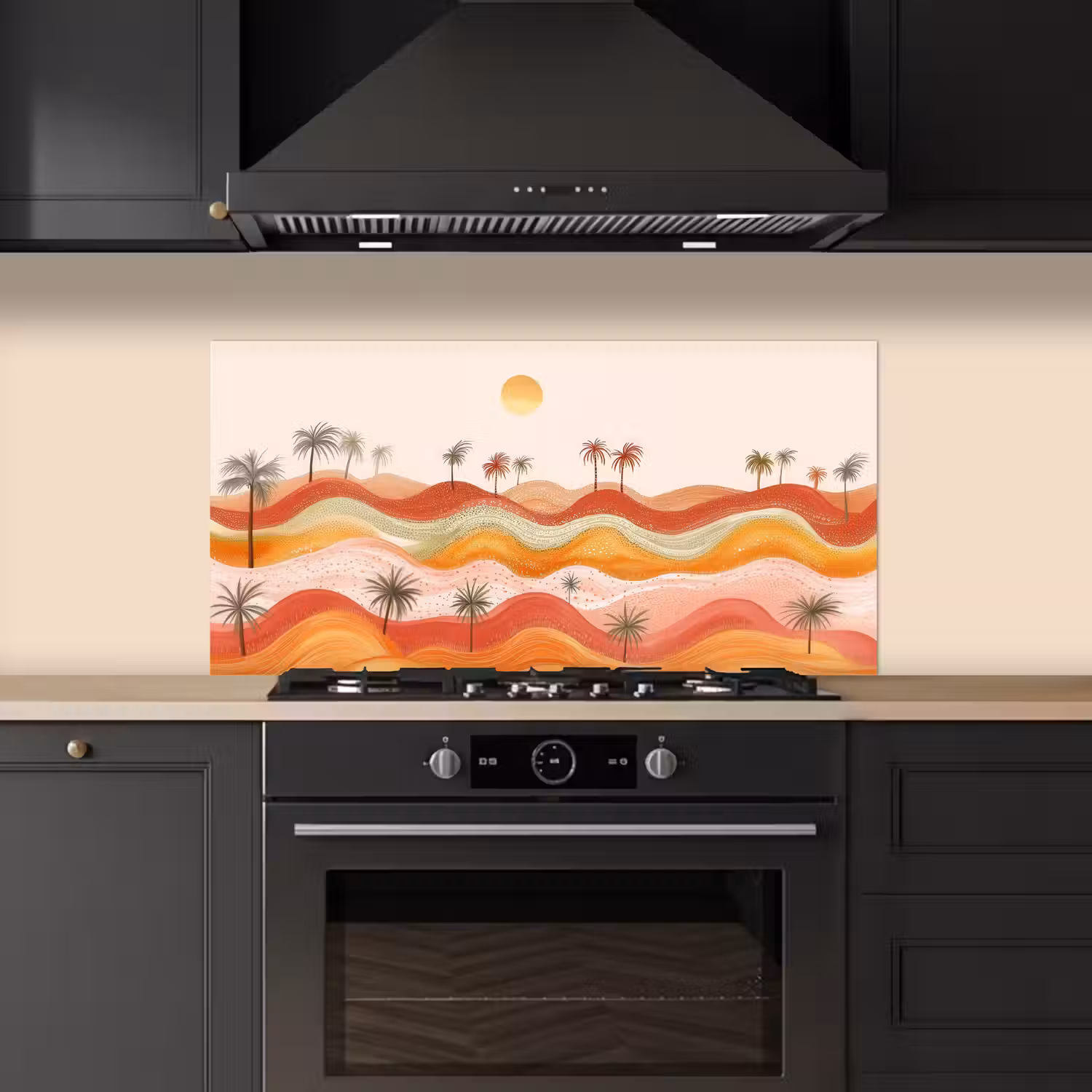 Abstract landschap - Palmbomen - Kleurrijk keuken achterwand spatscherm middel -sfeer1
