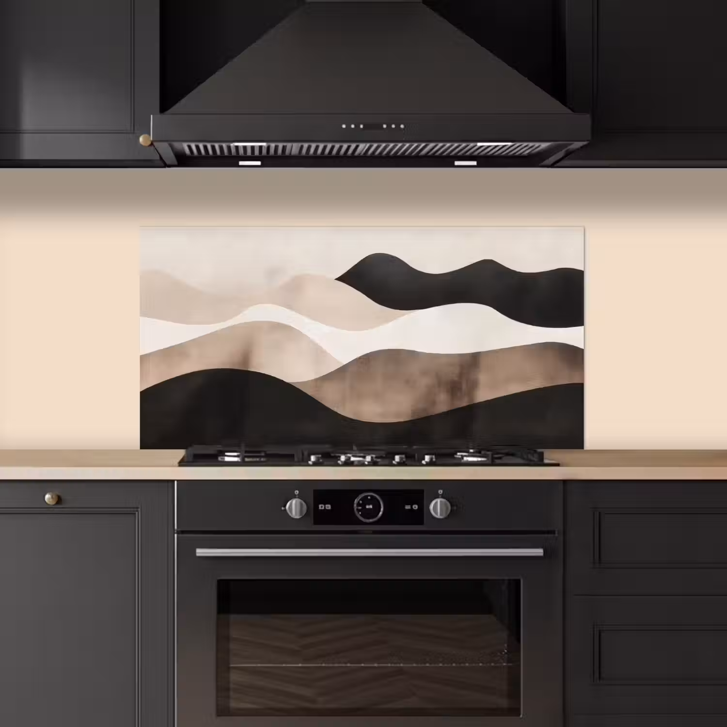Abstract - Landschap - Golven - Crèmekleur keuken achterwand spatscherm middel -sfeer1