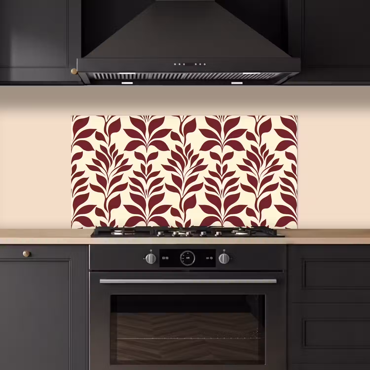 Abstract - Bladeren - Burgundy keuken achterwand spatscherm middel 899 -sfeer1