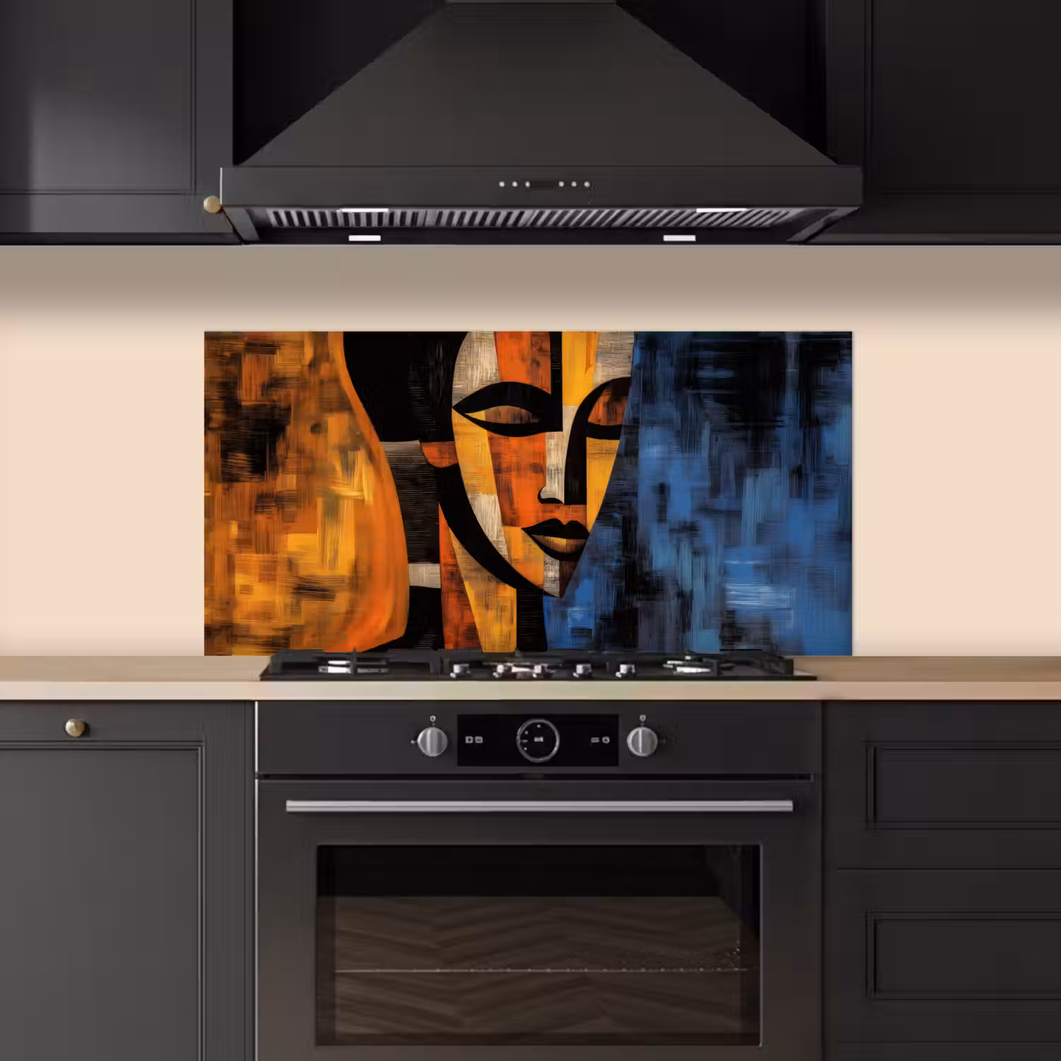Abstract - Portret - Kleurvakken keuken achterwand spatscherm middel -sfeer1