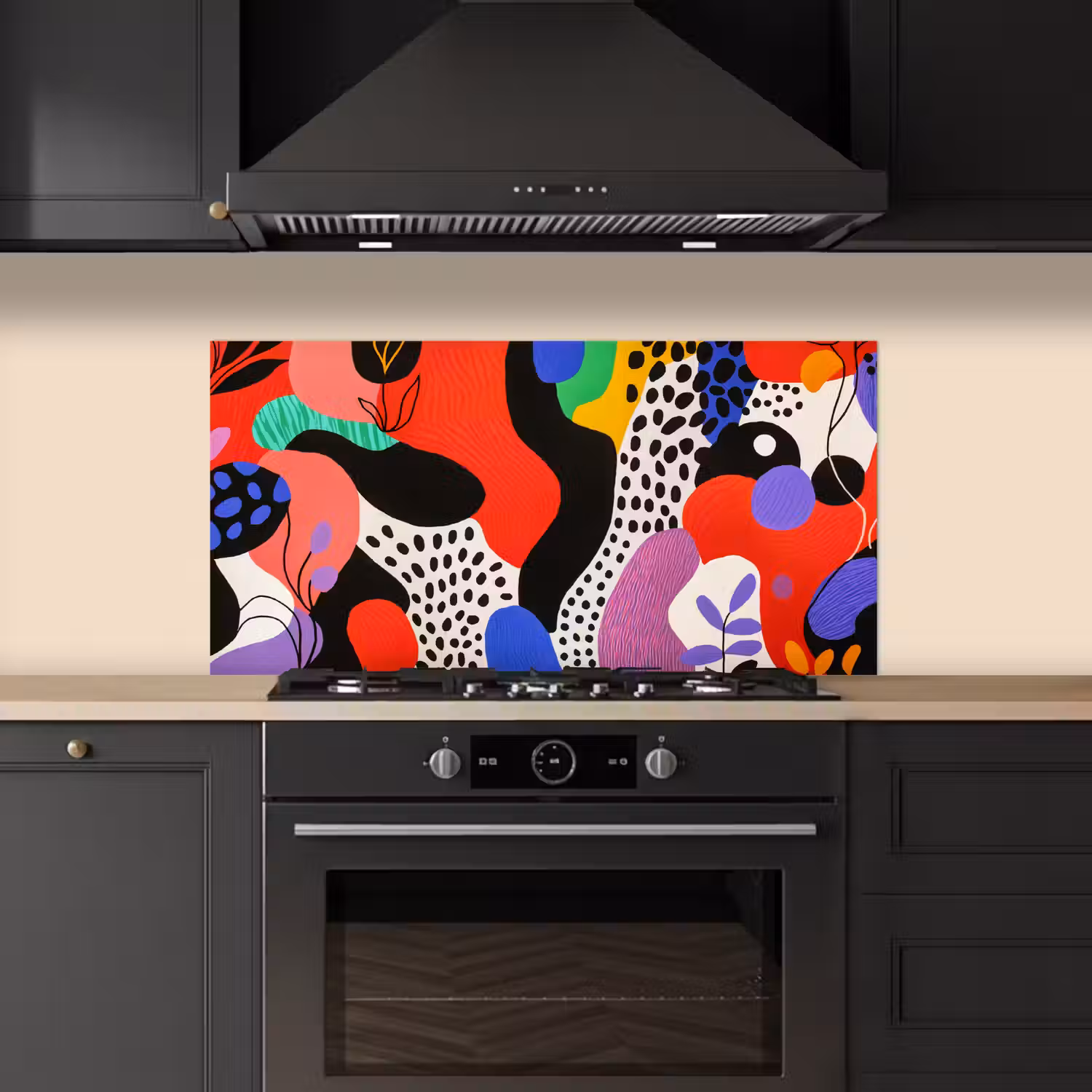 Abstract - Vormen - Kleuren - Stippen keuken achterwand spatscherm middel -sfeer1